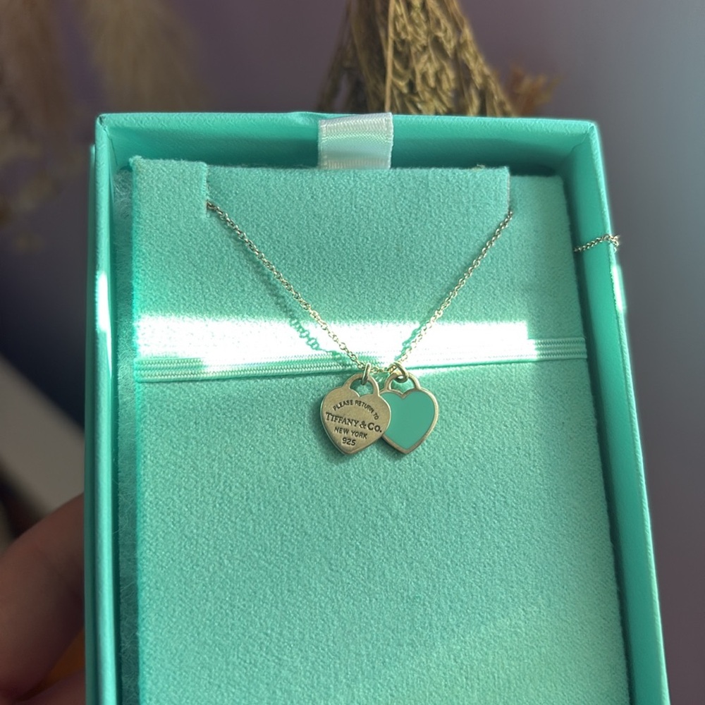 Tiffany & Co. Silver and Blue Heart Pendant Necklace